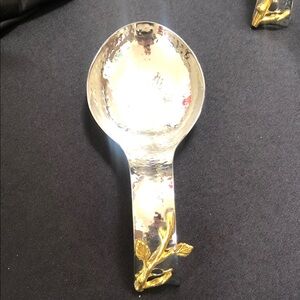 Elegant Silver and Gold Leaf Spoon Rest
